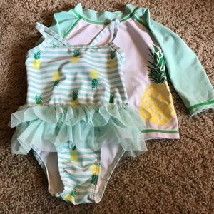 Infants Bathing Suit and Cover Shirt.